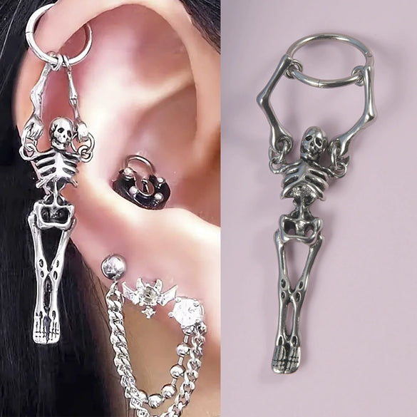 Stainless Steel Geometric Skull Round Closed Septum Lip Ring Puncture Accessories Electroplated
