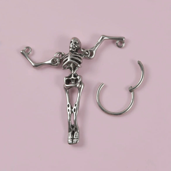 Stainless Steel Geometric Skull Round Closed Septum Lip Ring Puncture Accessories Electroplated