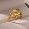 Stainless Steel Geometric Smile Lip Modeling Electroplated Open Ring For Trendy People