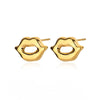 Stainless Steel Geometric Smile Lip Modeling Electroplated Open Ring For Trendy People