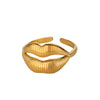 Stainless Steel Geometric Smile Lip Modeling Electroplated Open Ring For Trendy People