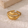 Stainless Steel Geometric Smile Lip Modeling Electroplated Open Ring For Trendy People