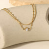 Stainless Steel Geometric Snake Bone Chain Double Layer Zircon Bracelet For Women With Electroplating