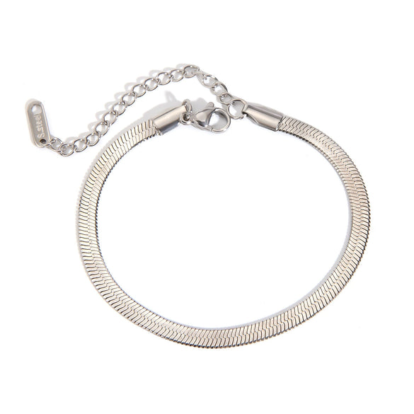 Stainless Steel Geometric Snake Flat Chain Bracelet Jewelry With Electroplating