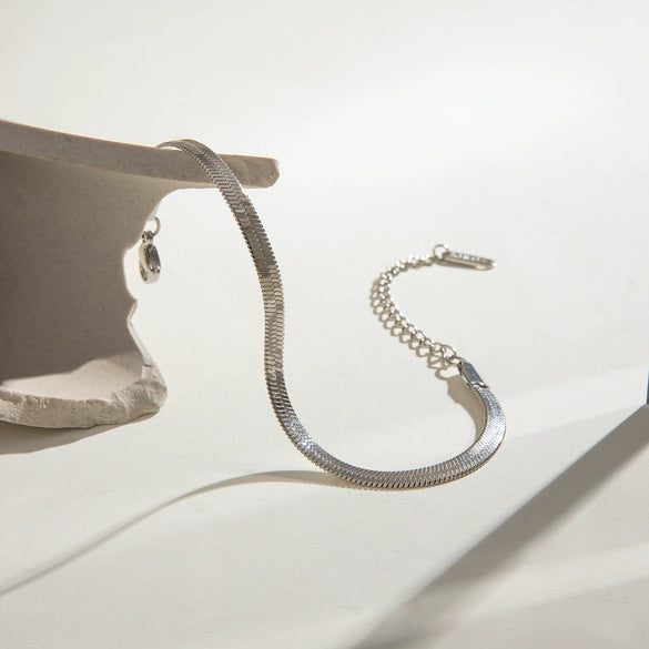 Stainless Steel Geometric Snake Flat Chain Bracelet Jewelry With Electroplating