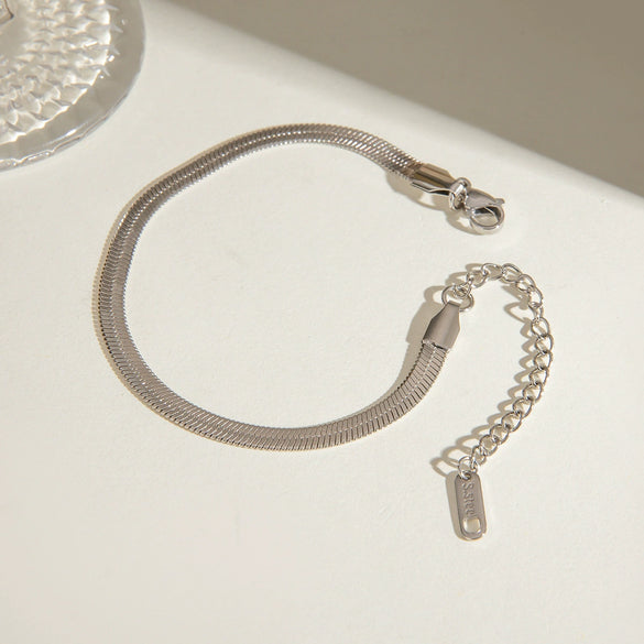 Stainless Steel Geometric Snake Flat Chain Bracelet Jewelry With Electroplating