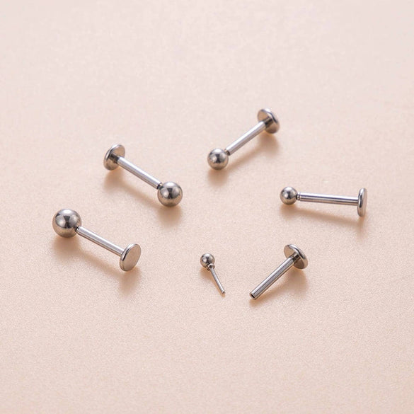 Stainless Steel Geometric Spherical Inserted Pin Rod Lip Nail Ear Bone Nail Cartilage Earrings Puncture Jewelry With Electroplating