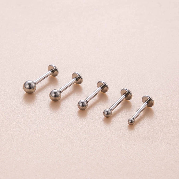 Stainless Steel Geometric Spherical Inserted Pin Rod Lip Nail Ear Bone Nail Cartilage Earrings Puncture Jewelry With Electroplating