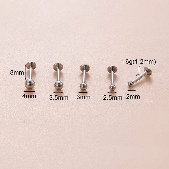 Stainless Steel Geometric Spherical Inserted Pin Rod Lip Nail Ear Bone Nail Cartilage Earrings Puncture Jewelry With Electroplating