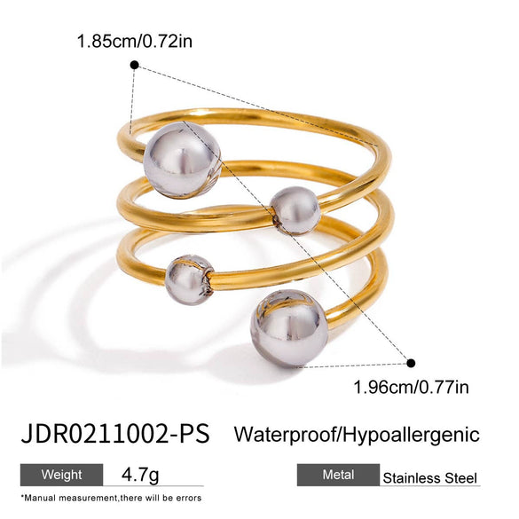 Stainless Steel Geometric Spherical Multi Layer Opening Ring Electroplated