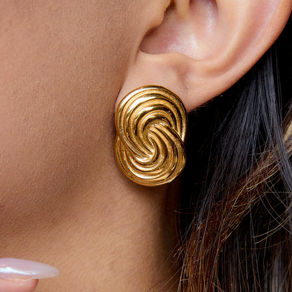 Stainless Steel Geometric Spiral Electroplated Women's Earrings