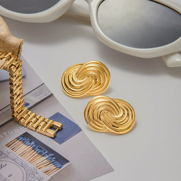 Stainless Steel Geometric Spiral Electroplated Women's Earrings