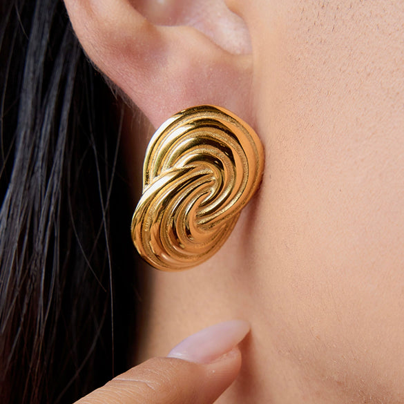 Stainless Steel Geometric Spiral Electroplated Women's Earrings