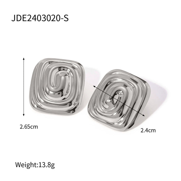 Stainless Steel Geometric Spiral Pattern Vortex Shape Electroplated Women's Earrings