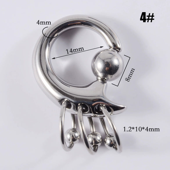 Stainless Steel Geometric Spring Clip Ball Auricle Earrings With Electroplating