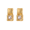 Stainless Steel Geometric Square Earrings Vacuum Electroplated 18K Gold Highend Design For Women