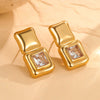 Stainless Steel Geometric Square Earrings Vacuum Electroplated 18K Gold Highend Design For Women