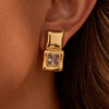 Stainless Steel Geometric Square Earrings Vacuum Electroplated 18K Gold Highend Design For Women