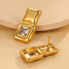 Stainless Steel Geometric Square Earrings Vacuum Electroplated 18K Gold Highend Design For Women