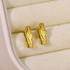 Stainless Steel Geometric Square Earrings With Horizontal And Vertical Stripes And Electroplating