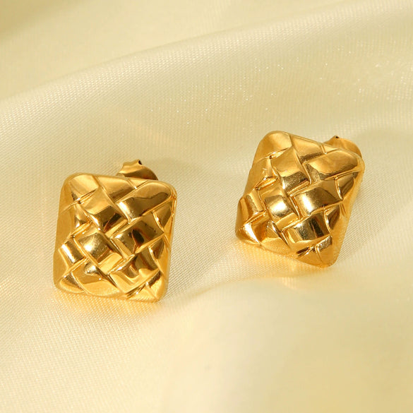 Stainless Steel Geometric Square Electroplated Earrings For Women