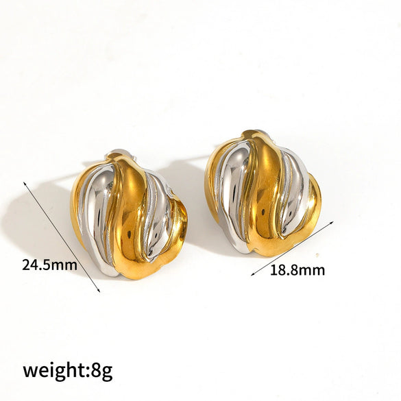 Stainless Steel Geometric Square Electroplated Earrings Highend Style
