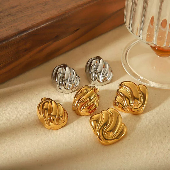 Stainless Steel Geometric Square Electroplated Earrings Highend Style