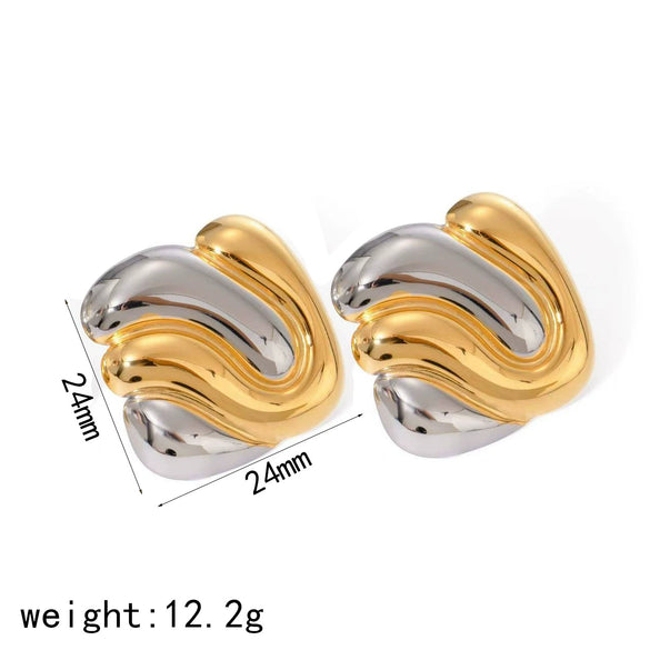 Stainless Steel Geometric Square Electroplated Earrings Highend Style