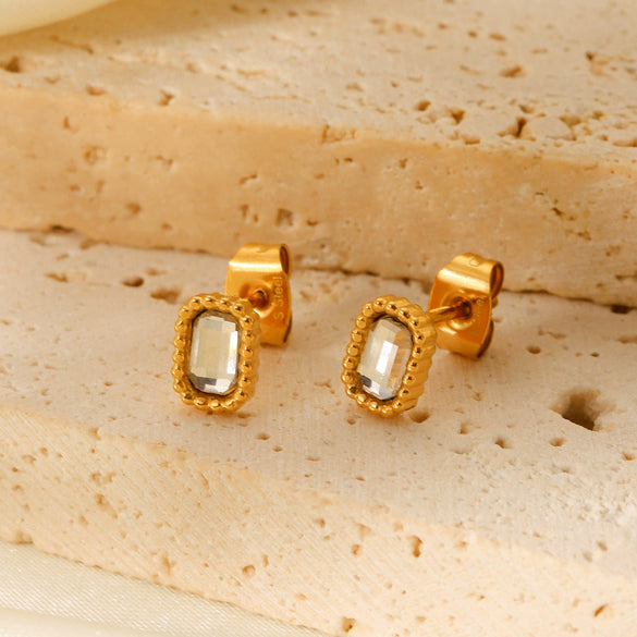 Stainless Steel Geometric Square Electroplated Women's Earrings