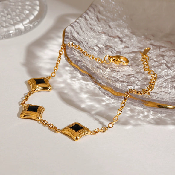 Stainless Steel Geometric Square Fashion Oil Dropping Electroplated Women's Bracelet