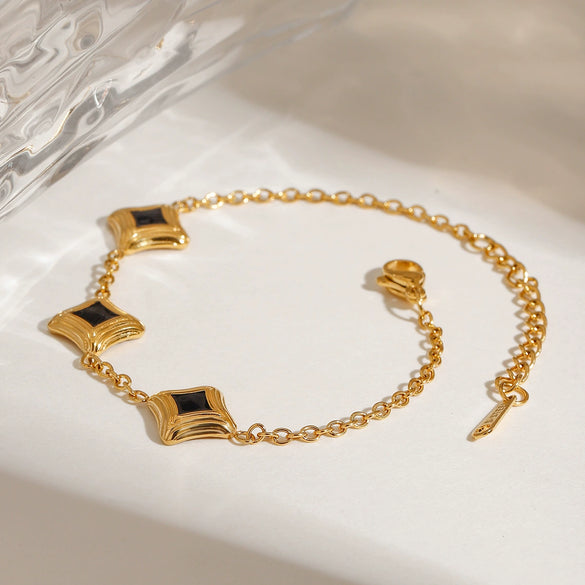 Stainless Steel Geometric Square Fashion Oil Dropping Electroplated Women's Bracelet