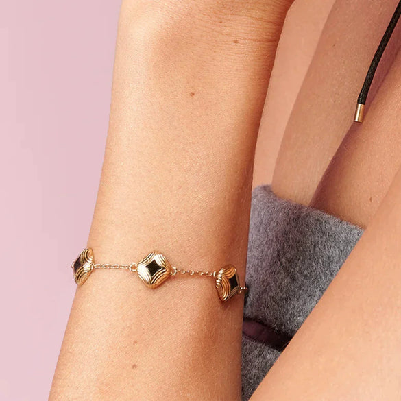 Stainless Steel Geometric Square Fashion Oil Dropping Electroplated Women's Bracelet