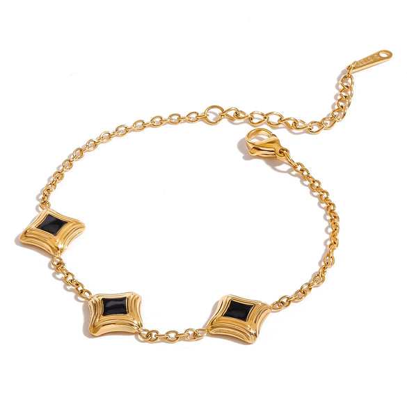 Stainless Steel Geometric Square Fashion Oil Dropping Electroplated Women's Bracelet