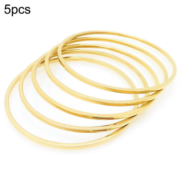 Stainless Steel Geometric Square Line Electroplated Ring And Stackable Bracelet