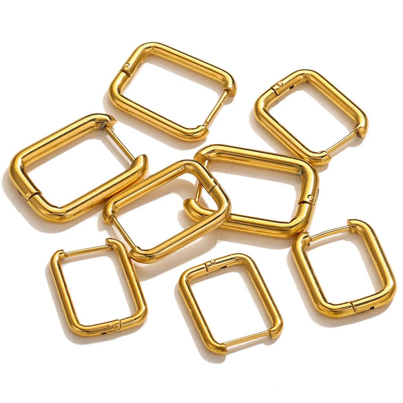 Stainless Steel Geometric Square Rectangular Earring Buckle Diy Jewelry Accessories Vacuum Plated Waterproof Simple Fashion