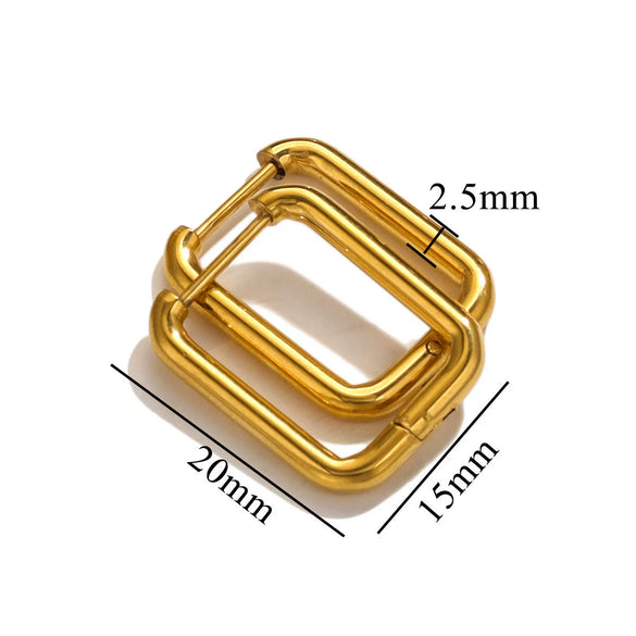 Stainless Steel Geometric Square Rectangular Earring Buckle Diy Jewelry Accessories Vacuum Plated Waterproof Simple Fashion