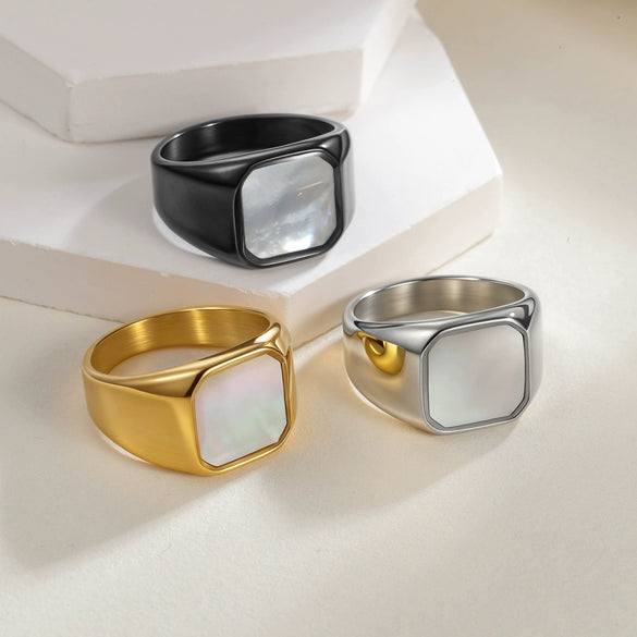 Stainless Steel Geometric Square Ring Electroplating Men's Jewelry