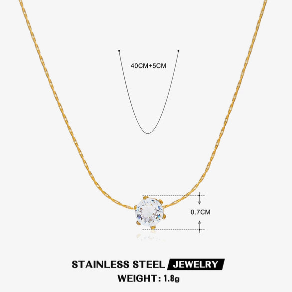 Stainless Steel Geometric Square Women's Necklace With 18K Goldplated Pendant