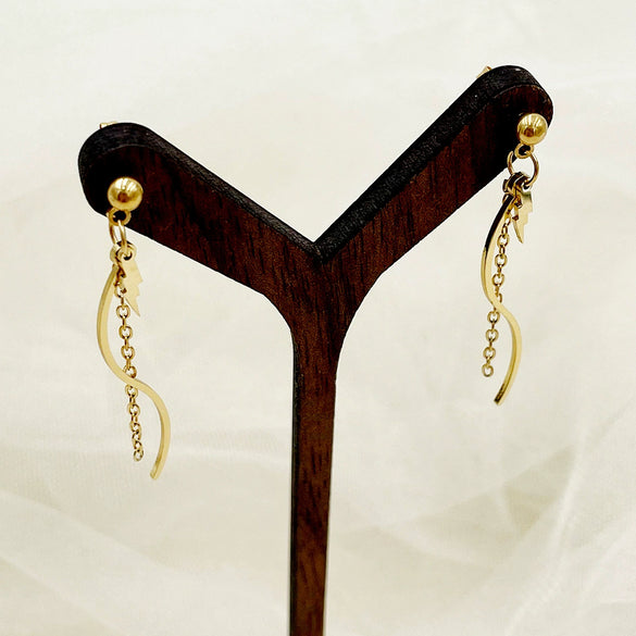 Stainless Steel Geometric Sshaped Long Tassel Earrings With Electroplating