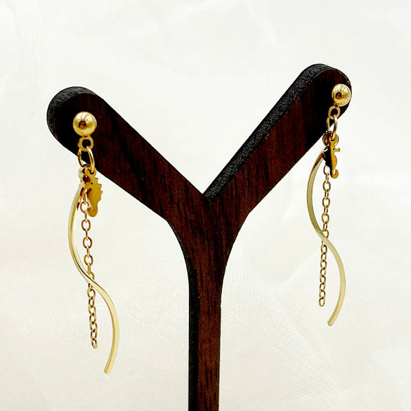 Stainless Steel Geometric Sshaped Long Tassel Earrings With Electroplating