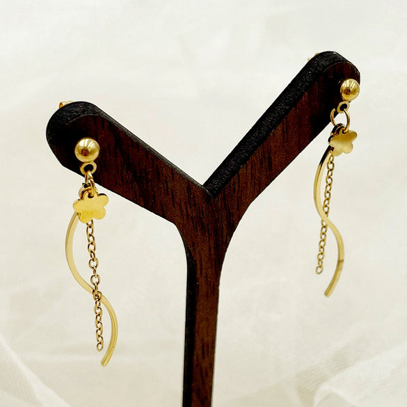 Stainless Steel Geometric Sshaped Long Tassel Earrings With Electroplating