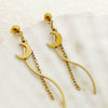 Stainless Steel Geometric Sshaped Long Tassel Earrings With Electroplating