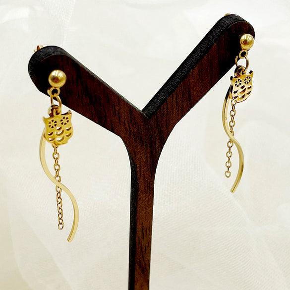 Stainless Steel Geometric Sshaped Long Tassel Earrings With Electroplating