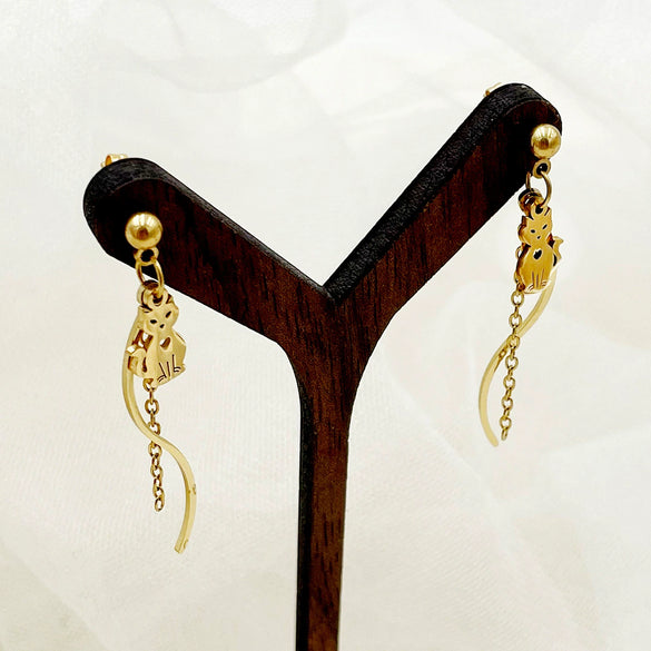 Stainless Steel Geometric Sshaped Long Tassel Earrings With Electroplating