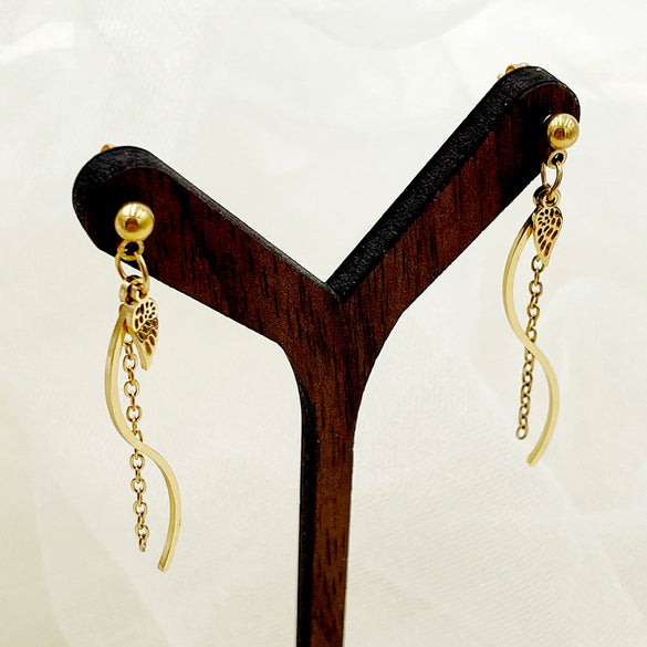 Stainless Steel Geometric Sshaped Long Tassel Earrings With Electroplating