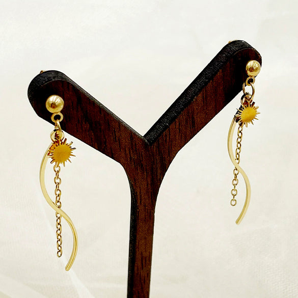 Stainless Steel Geometric Sshaped Long Tassel Earrings With Electroplating