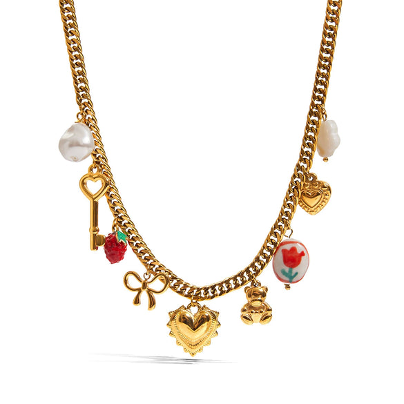 Stainless Steel Geometric Stacked Holiday Style Necklace Electroplated Jewelry
