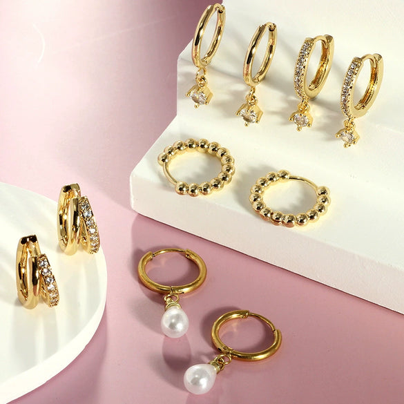 Stainless Steel Geometric Star And Moon Ear Cuffs Electroplated Light Luxury Women's Earrings