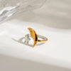 Stainless Steel Geometric Star And Moon Open Ring Jewelry Electroplated Minimalist Style For Women