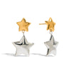 Stainless Steel Geometric Star Earrings Electroplated Gold And Silver Color Matching For Women Quiet Elegant Sweet Cool Minimalist Style